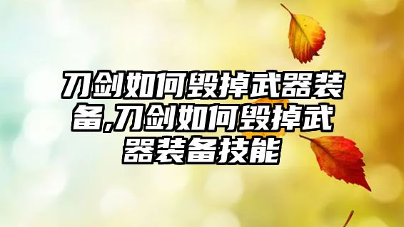 刀劍如何毀掉武器裝備,刀劍如何毀掉武器裝備技能