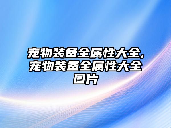 寵物裝備全屬性大全,寵物裝備全屬性大全圖片