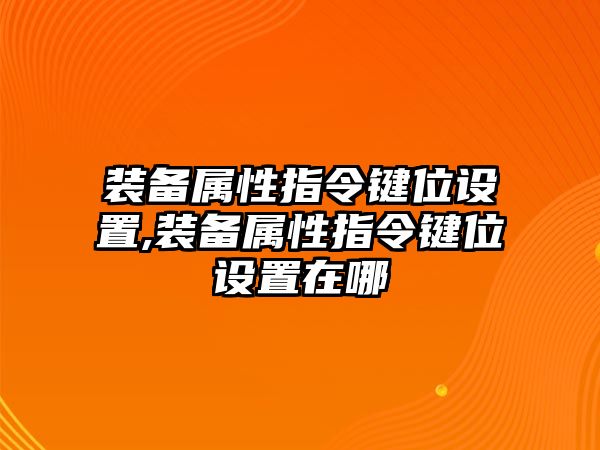 裝備屬性指令鍵位設置,裝備屬性指令鍵位設置在哪