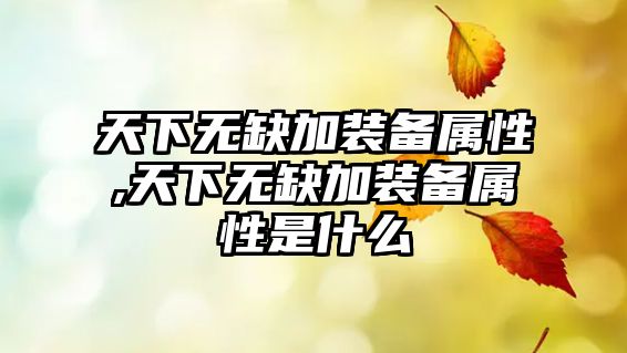 天下無缺加裝備屬性,天下無缺加裝備屬性是什么