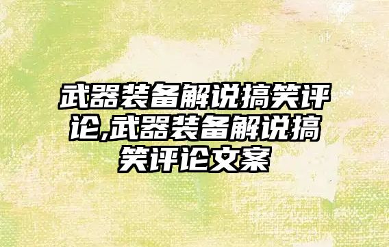 武器裝備解說搞笑評論,武器裝備解說搞笑評論文案