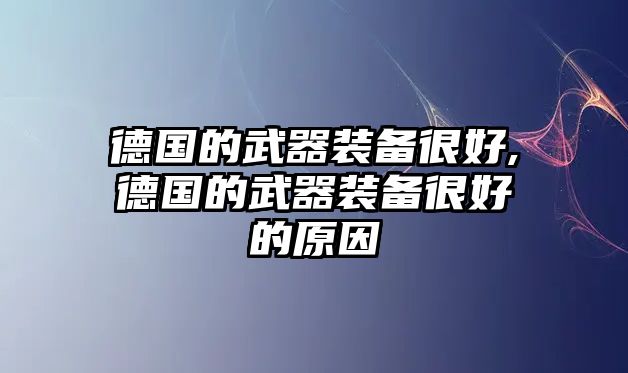 德國的武器裝備很好,德國的武器裝備很好的原因