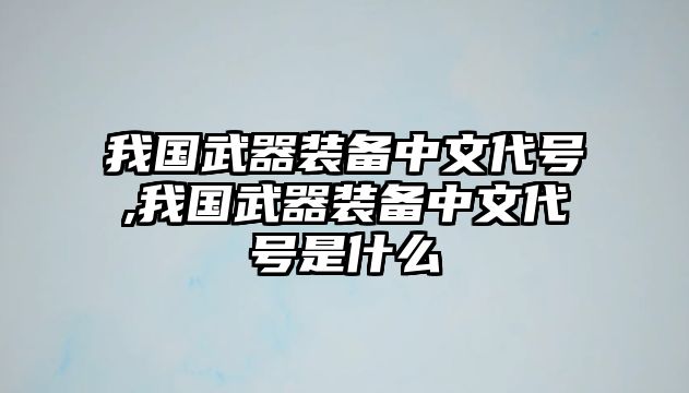 我國武器裝備中文代號,我國武器裝備中文代號是什么