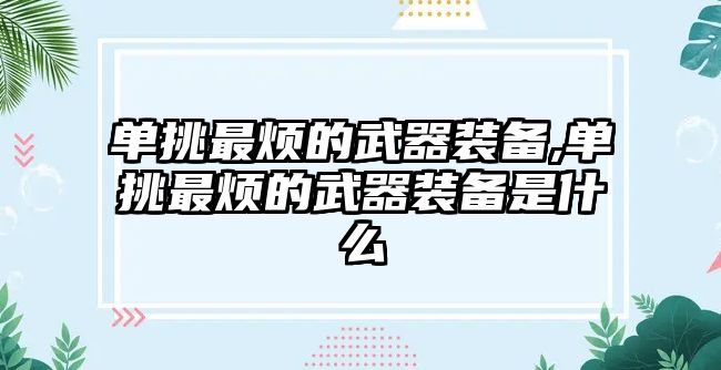 單挑最煩的武器裝備,單挑最煩的武器裝備是什么