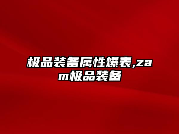 極品裝備屬性爆表,zam極品裝備