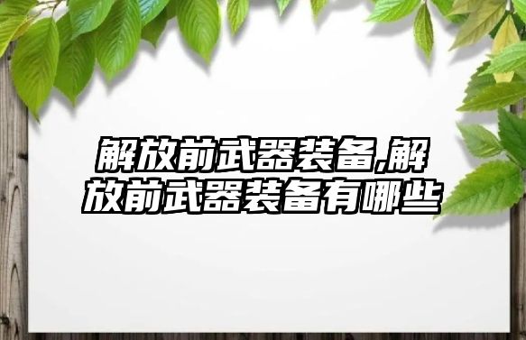 解放前武器裝備,解放前武器裝備有哪些