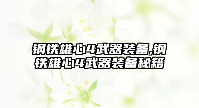 鋼鐵雄心4武器裝備,鋼鐵雄心4武器裝備秘籍