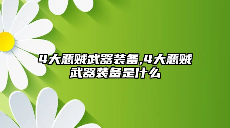 4大惡賊武器裝備,4大惡賊武器裝備是什么