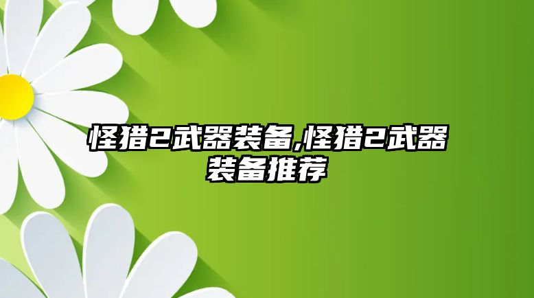 怪獵2武器裝備,怪獵2武器裝備推薦