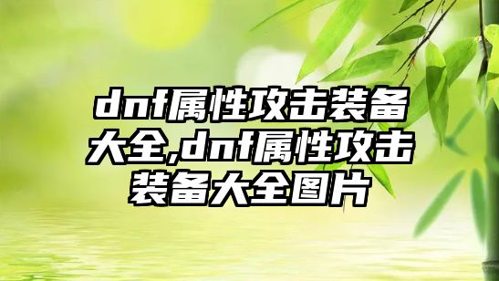 dnf屬性攻擊裝備大全,dnf屬性攻擊裝備大全圖片