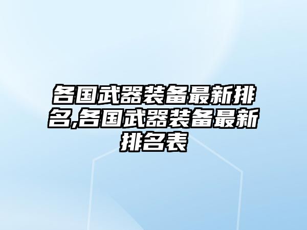 各國武器裝備最新排名,各國武器裝備最新排名表