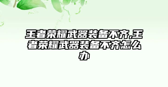 王者榮耀武器裝備不齊,王者榮耀武器裝備不齊怎么辦