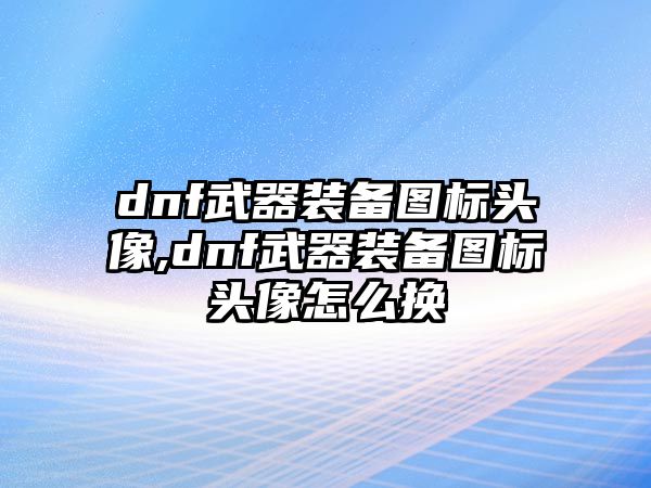 dnf武器裝備圖標頭像,dnf武器裝備圖標頭像怎么換