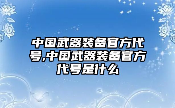 中國武器裝備官方代號,中國武器裝備官方代號是什么