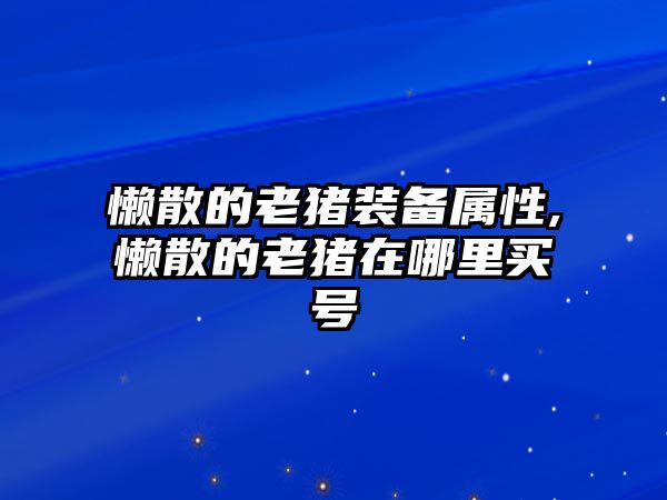 懶散的老豬裝備屬性,懶散的老豬在哪里買號(hào)